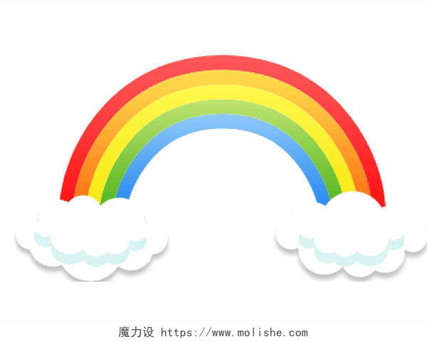 彩色卡通手绘彩虹云朵PNG素材元素